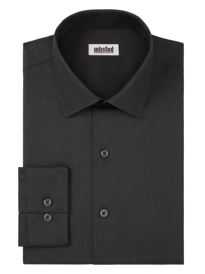 Kenneth Cole Unlisted by Kenneth Cole mens Slim Fit Solid Dress Shirt, Black, 18 -18.5 Neck 34 -35 Sleeve US - Image 3